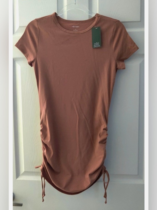 wild fable Dresses & Skirts - wild fable Rusty Rose Brown Side-Ruched Short Sleeve Tee Dress